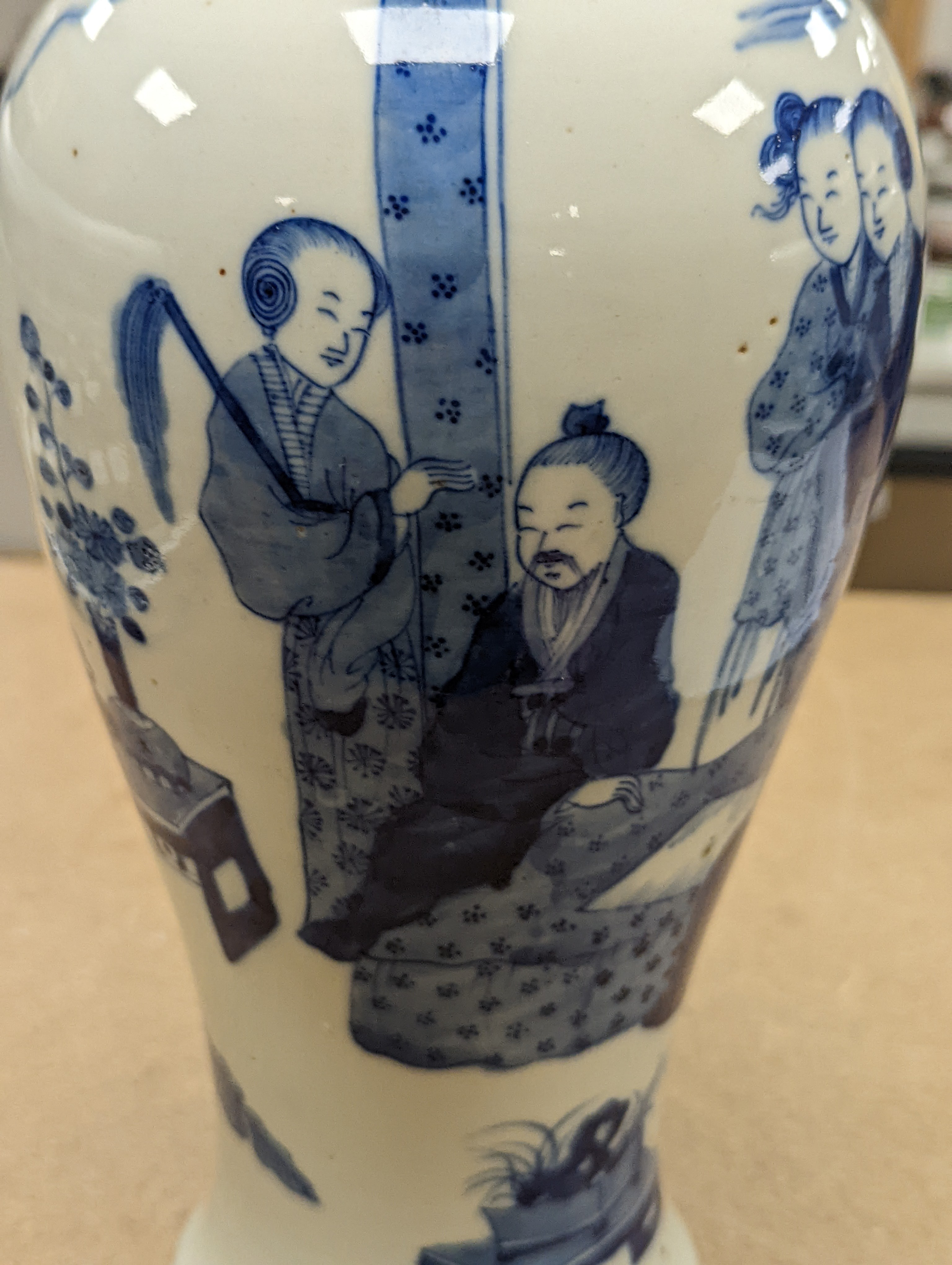 A Chinese underglaze blue baluster vase, 30 cms high.